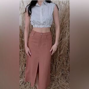 NWT We Wore What Sleeveless Popover Striped Shirt   “Antique White Multi “ Med